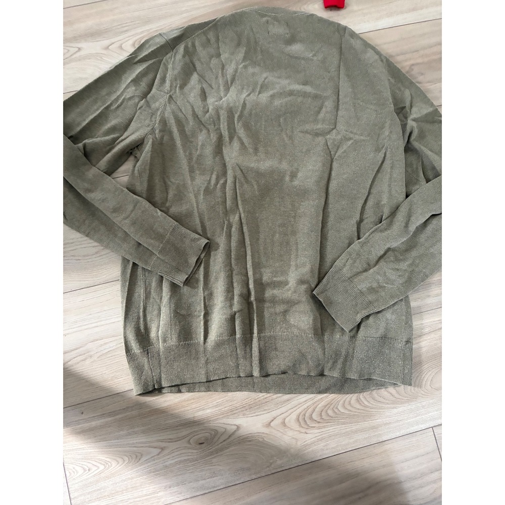14th & Union Men's L Crew Neck Long Sleeve Cashmere Blend Sweater Olive Green - Picture 4 of 4